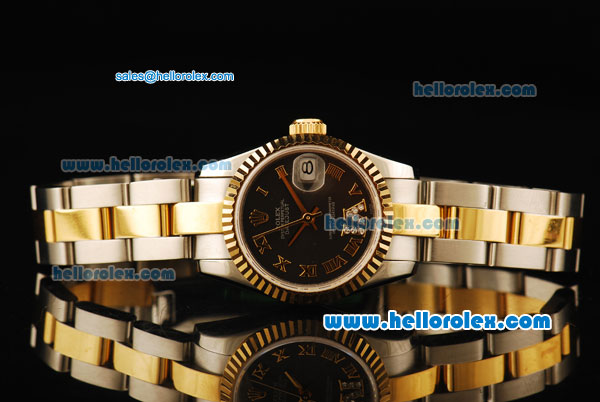 Rolex Datejust Automatic Movement ETA Coating Case with Chocolate Dial and Two Tone Strap - Click Image to Close